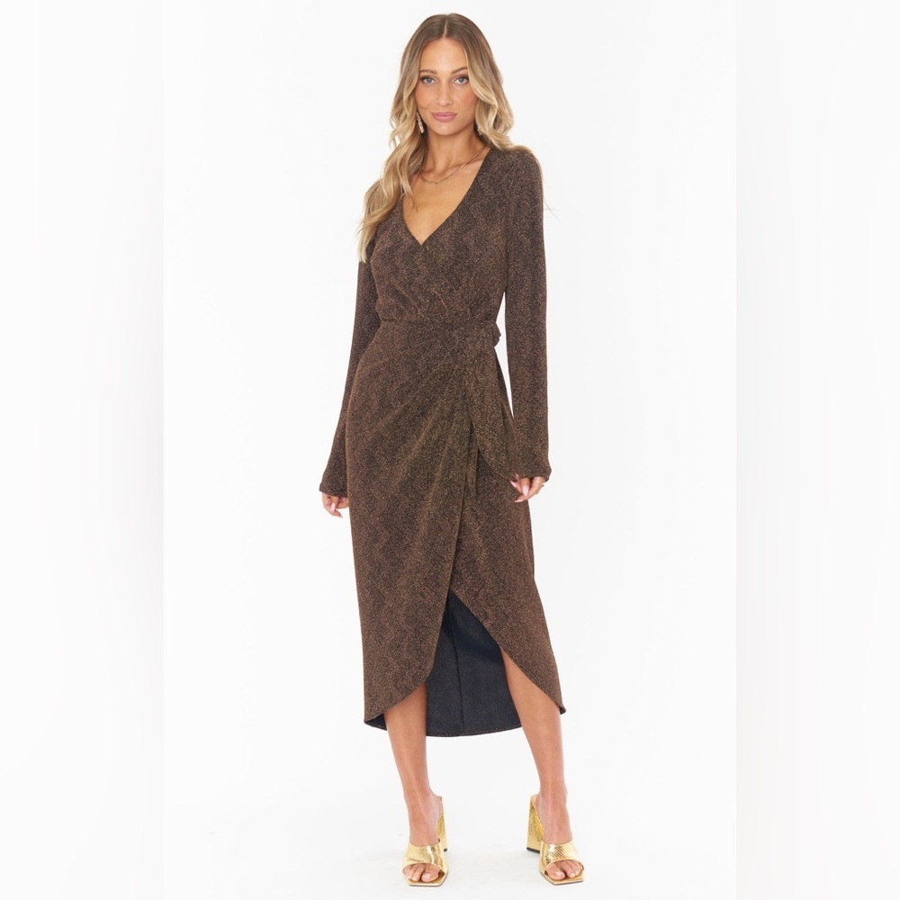 SHOW ME YOUR MUMU Kimora Wrap Dress in Squiggle Sparkle Knit Sz. XS